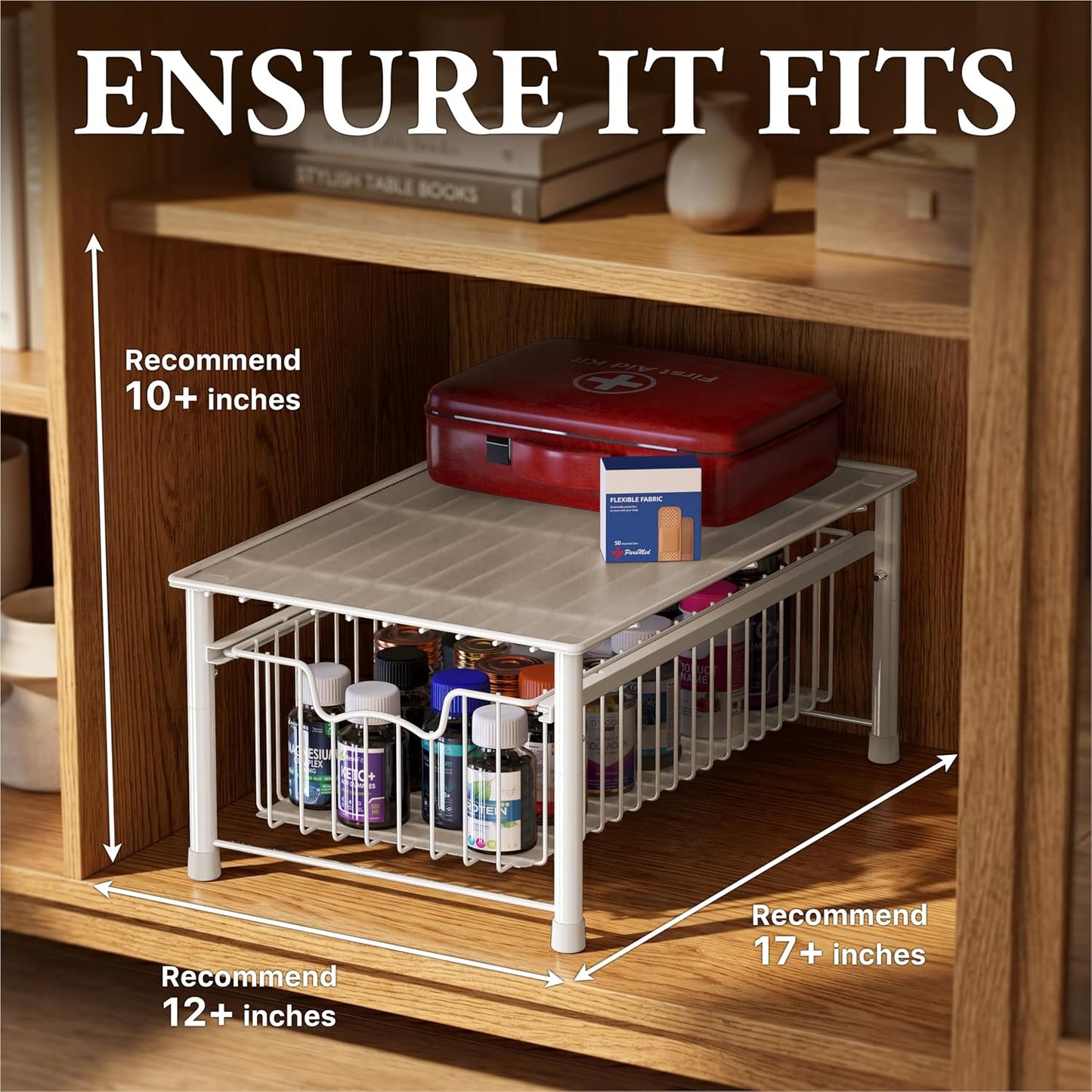 Simple Houseware Stackable 2 Tier Sliding Basket Organizer Drawer, Chrome