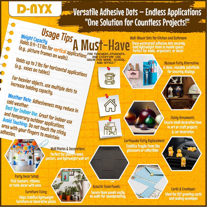 D-NYX Heavy Duty Double Sided Tape - Extra Large Nano Double Sided Adhesive Tape 1.18 inch Wide Removable Wall Tape Sticky Poster Tape Decor Scrapbook Supplies Scrapbookig Strips 9.85ft