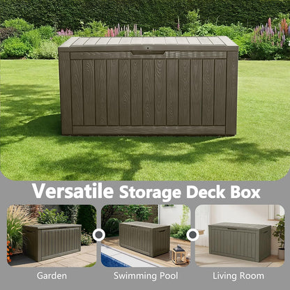 KAMABOKO 31 Gallon Outdoor Storage Box, Resin Deck Boxes Indoor and outdoor, Waterproof Storage Box Lockable Lid for Garden Tools, Package Delivery, Pool Supplies, Patio Cushions, Black