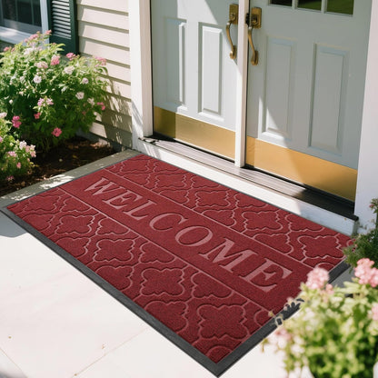 Yimobra Welcome Mat Outdoor Indoor, All-Weather Waterproof Front Door Mat Outside Entrance, Non-Slip Low Profile Porch Patio Doormat, 29.5x17, Black