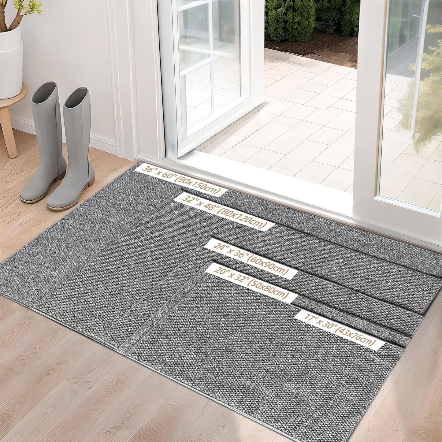 Indoor Door mat 17“ x 30”, Dirt Trapper Door Mat, Non-Slip Washable Entrance Mat, Dirt Resistant and Absorbent Welcome Mat,Low-Profile Doormat for Entryways, Front Doors, and Indoor Entrances, White