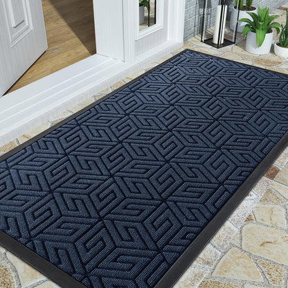 Yimobra Doormat Outdoor Entrance 29.5x17, All-Weather Waterproof Outdoor Mats for Front Door, Non Slip Welcome Door Mat for Patio Proch Outside Entryway Indoor, Black