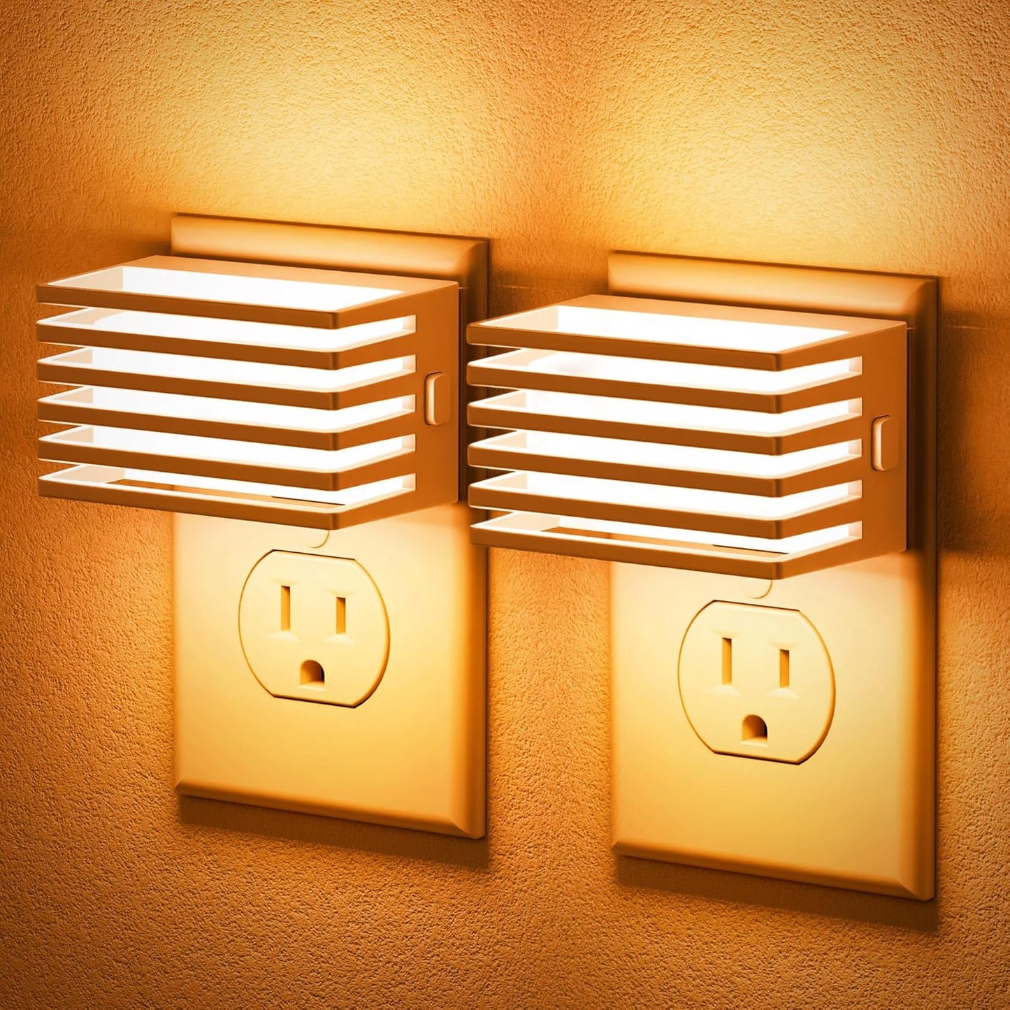 JandCase Motion Sensor Night Light, [2 Pack] Night Lights Plug into Wall, Dusk to Dawn & Motion Sensor, 3 Level Brightness Dimmable Plug in Night Light, 3000K Nightlight for Bedroom Bathroom Hallway