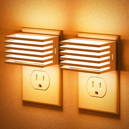 JandCase Motion Sensor Night Light, [2 Pack] Night Lights Plug into Wall, Dusk to Dawn & Motion Sensor, 3 Level Brightness Dimmable Plug in Night Light, 3000K Nightlight for Bedroom Bathroom Hallway