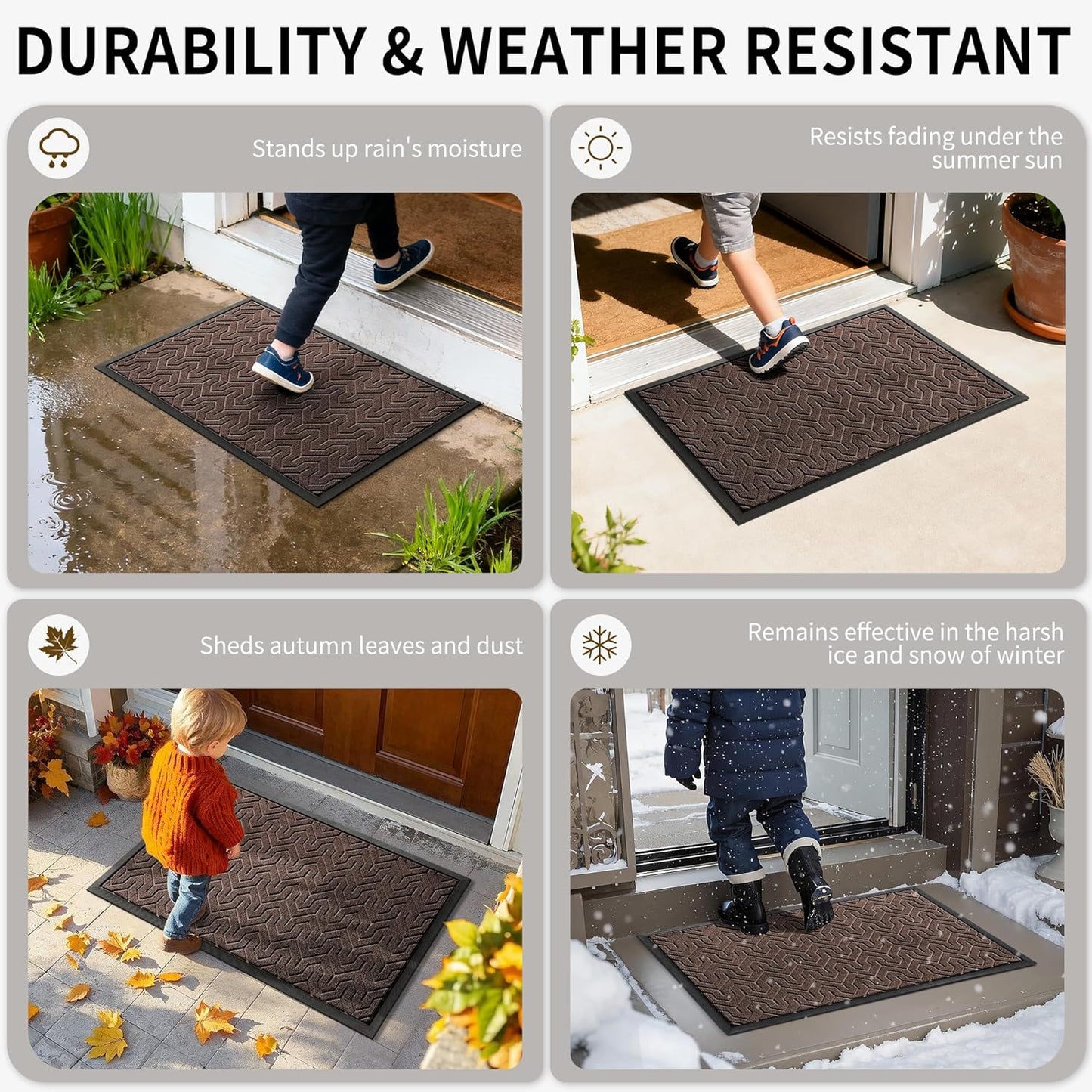 Yimobra Front Door Mat Outside Entrance 29.5x17, Waterproof Heavy Duty Outdoor Mats for Front Door, Non Slip Rubber Entry Mat for Garage Patio Indoor, Grey