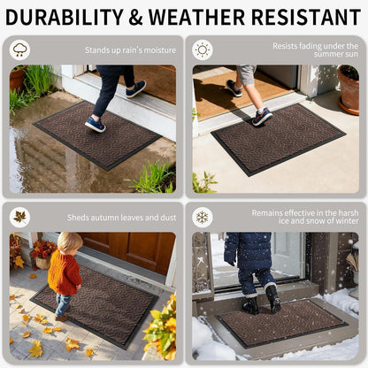 Yimobra Front Door Mat Outside Entrance 29.5x17, Waterproof Heavy Duty Outdoor Mats for Front Door, Non Slip Rubber Entry Mat for Garage Patio Indoor, Grey