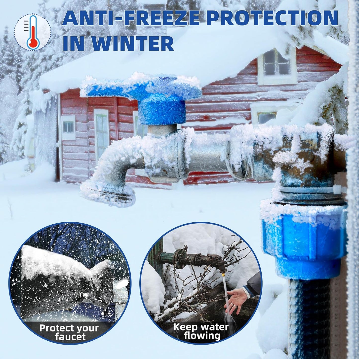 Outdoor Faucet Covers for Winter Freeze Protection 4 Pack Reusable Garden Faucet Cover Socks for Various Faucet Water Spigot Pipe Hose Bib,Waterproof Insulated Anti-Freeze Covers-Reflective Velcro