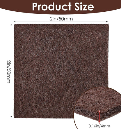12PCS Furniture Felt Pads, 2 Inch Small Square Furniture Pads Self Adhesive Cuttable Chair Leg Floor Protectors, 50mm Brown Felt Furniture Pads for Hardwood Floors