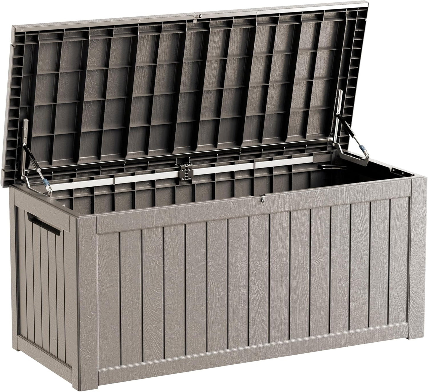 Outdoor Storage Box, 320 Gallon Waterproof Deck Box [Upgraded 3.0], Dual Gas-Spring Ultimate Resin Organizer for King Cushions, Heavy-Duty Lockable Estate Storage Bench, Backyard BBQ, Black