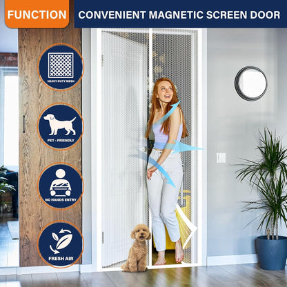 Mesh Screen with Magnetic Closure-Keeps Bugs Out Let Breeze in, Heavy Duty - Pet and Kid Friendly, Works with Front, Sliding Doors (38 x 82 Inch)