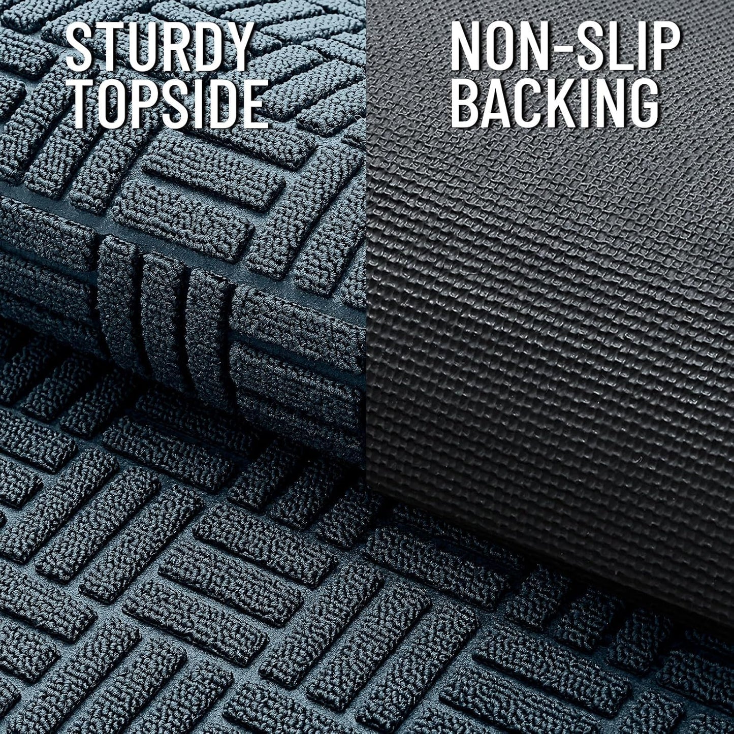 OLANLY Front Door Mat Outside Entrance 29.5x17, Absorbent, Heavy Duty Sturdy Natural Rubber Doormat Indoor Outdoor, Stain and Fade Resistant, Non-Slip Backing Low Profile Floor Mat for Entryway, Grey