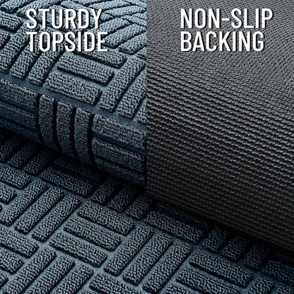 OLANLY Front Door Mat Outside Entrance 29.5x17, Absorbent, Heavy Duty Sturdy Natural Rubber Doormat Indoor Outdoor, Stain and Fade Resistant, Non-Slip Backing Low Profile Floor Mat for Entryway, Grey