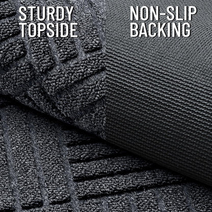 OLANLY Front Door Mat Outside Entrance 29.5x17, Absorbent, Heavy Duty Sturdy Natural Rubber Doormat Indoor Outdoor, Stain and Fade Resistant, Non-Slip Low Profile Floor Mat for Entryway, Grey Diamond