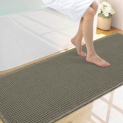 Smiry Waffle Bath Mat 30x20, Extra Soft Absorbent Bathroom Rugs, Non Slip Machine Washable Quick Dry Bath Rugs for Bathroom Floor, Tub, Shower, Home Decor Accessories, Brown