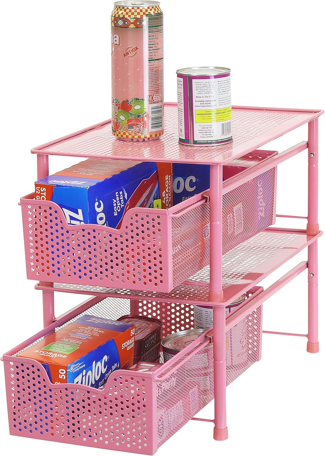 Simple Houseware Stackable 2 Tier Sliding Basket Organizer Drawer, White