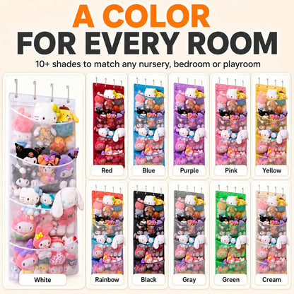 Honeyera The Original Stuffed Animal Storage (Patented) - Over Door Organizer for Stuffies, Baby Ideas Holder, Toy Plush Hammock Hanging Net Big Girls Toddler Large Bag Animals Stuffy Behind