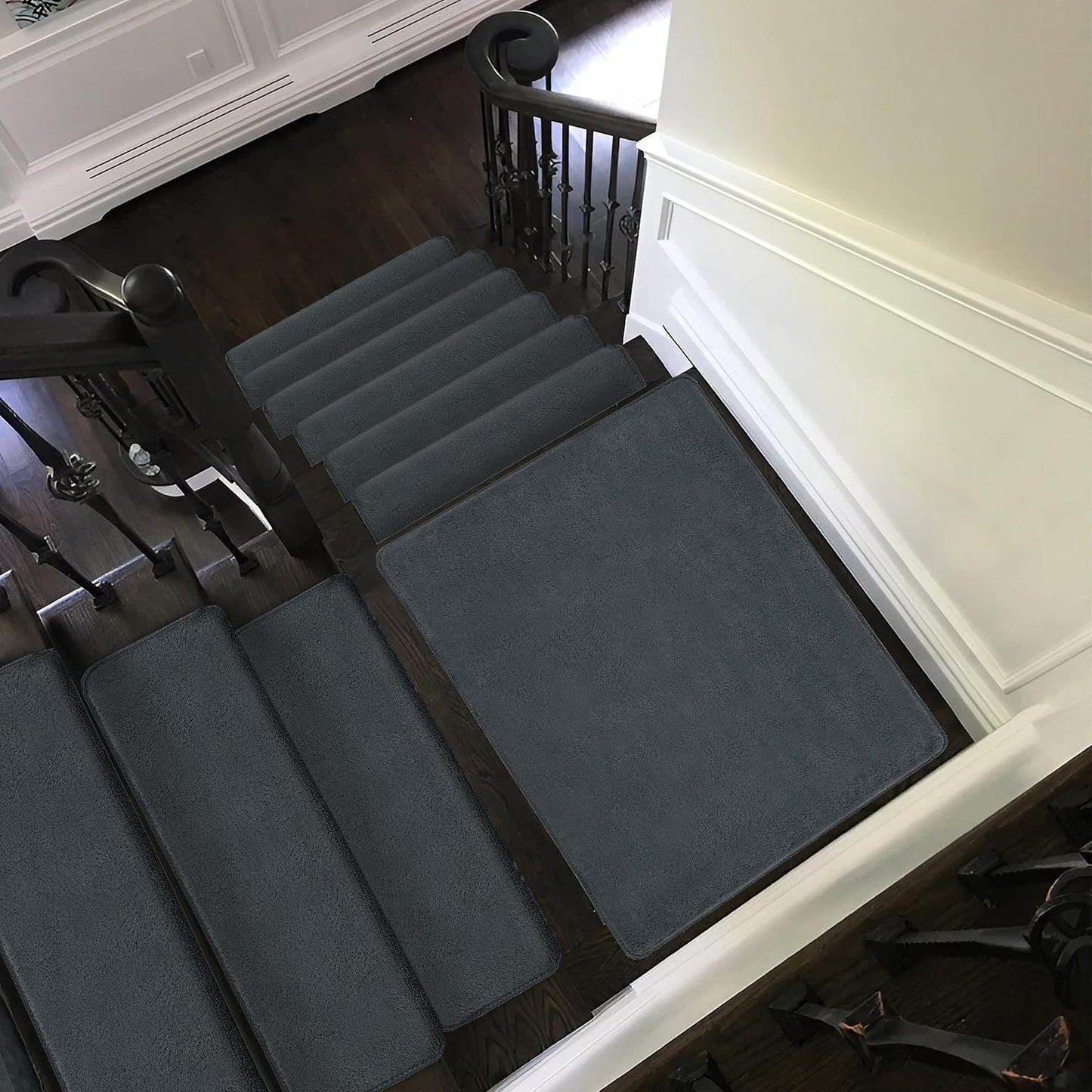 PURE ERA Carpet Stair Treads Ultra Plush 9.5" X 30"Soft Bullnose Indoor Stair Protectors Pet-Friendly Non-Slip Skid Resistant Tape Free Washable Reusable(2 Pieces,Brown)