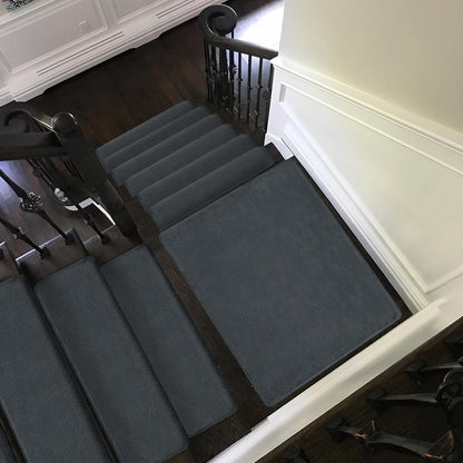 PURE ERA Carpet Stair Treads Ultra Plush 9.5" X 30"Soft Bullnose Indoor Stair Protectors Pet-Friendly Non-Slip Skid Resistant Tape Free Washable Reusable(2 Pieces,Brown)