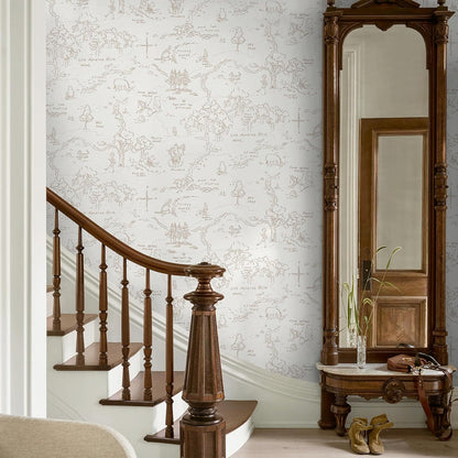 Dimoon 17.3''x78.7'' Vintage Peel and Stick Wallpaper Boho Beige Neutral Contact Paper White Floral Bird Wallpaper Removable Botanical Renter Friendly Modern Wall Paper Bedroom Bathroom Vinyl Roll