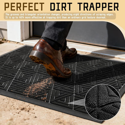 Yimobra Front Door Mat Outside Entrance 29.5x17, Waterproof Heavy Duty Outdoor Mats for Front Door, Non Slip Rubber Entry Mat for Garage Patio Indoor, Grey