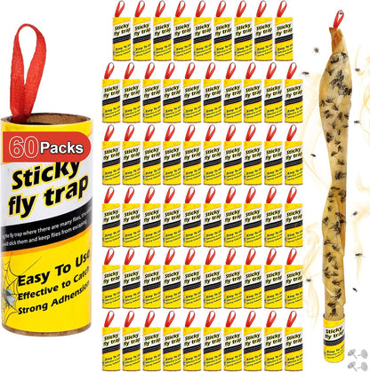 16 Pack Fruit Fly Traps for Indoors, Fly Traps Outdoor, gnat Traps for House Indoor, Fly Strips Tape Killer Catcher Paper Ribbon, Flying Insect Trap for Bug, Gnat, Insect, Mosquito
