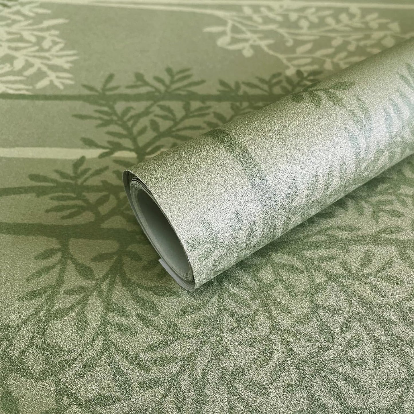 JiffDiff Warm White Self Adhesive Wallpaper with Waterproof, Farmhouse Removable Peel and Stick Wallpaper for Bathroom and Cabinets Decor, Botanical Renter Friendly Contact Paper 17.3" X 120"
