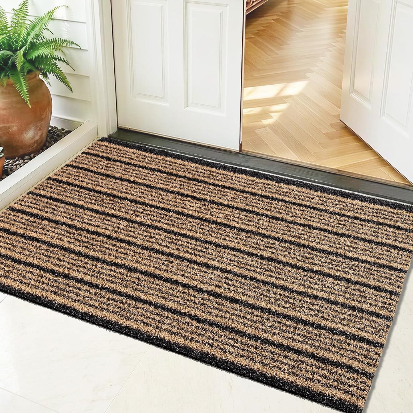 Outdoor Front Door Mat 32" x 48", Dirt Trapping Outside Entrance Rug, Non Slip Shoe Scraper, Heavy Duty Commercial Rug for Patio, Garage, Traffic Area, Office, Roll Packing
