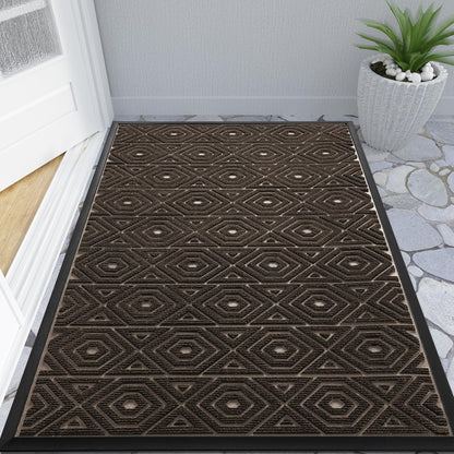 Yimobra Front Door Mat Outside Entrance 29.5x17, Waterproof Heavy Duty Outdoor Mats for Front Door, Non Slip Rubber Entry Mat for Garage Patio Indoor, Grey
