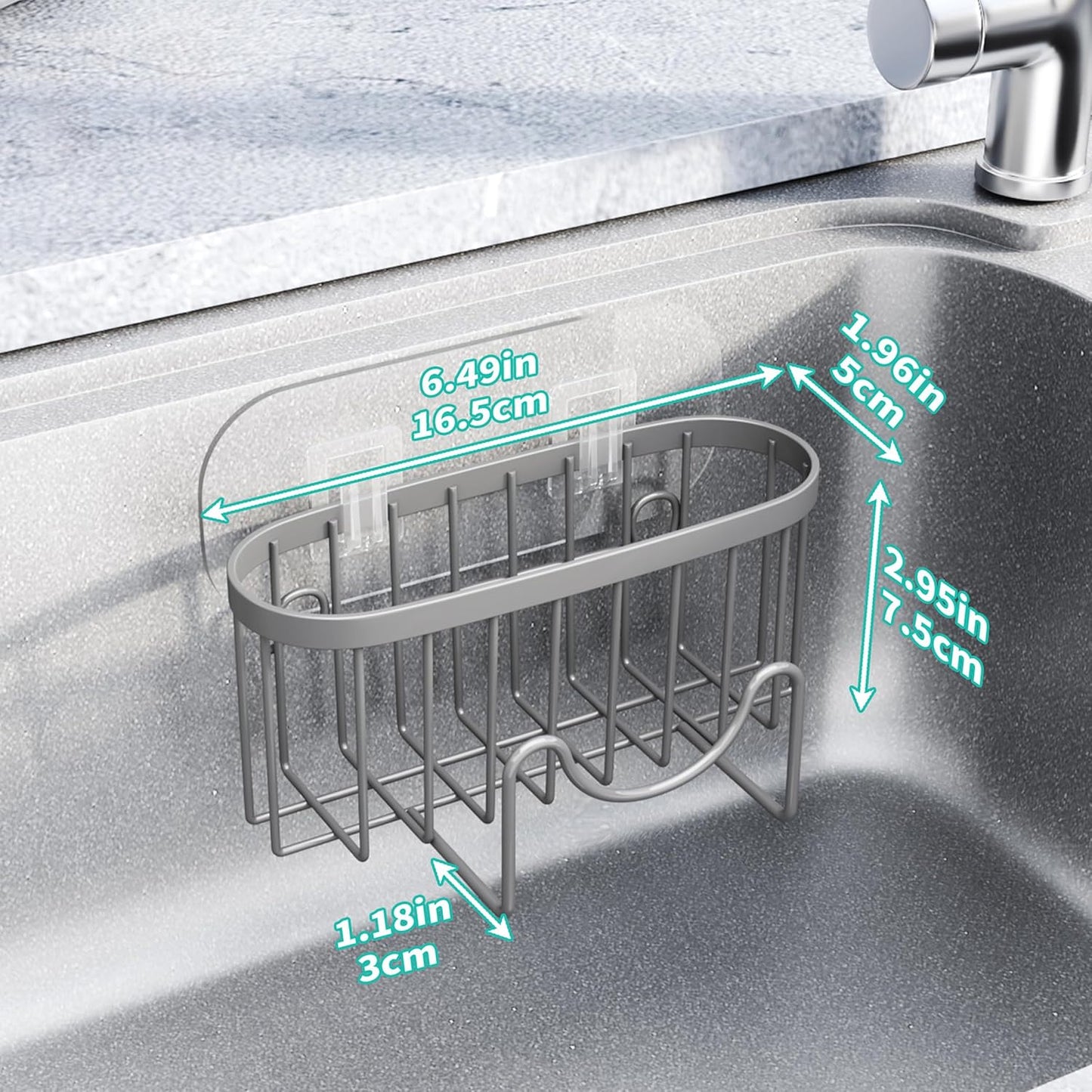 HapiRm Multifunctional Sponge Holder with Unique M-Shaped, 2 Installation Methods Kitchen Sink Caddy Organizer, Rustproof Stainless Steel Kitchen Organizers and Storage Essentials - Black