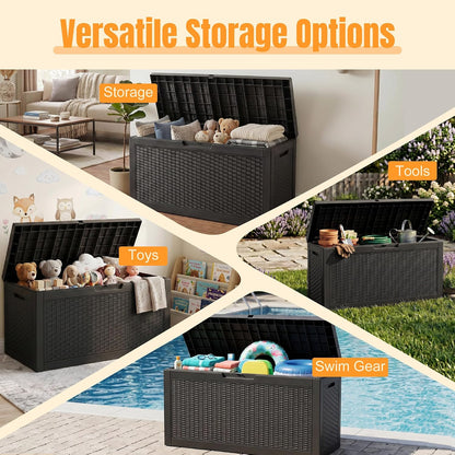 Outdoor Storage Box,38 Gallon Resin Deck Box,Waterproof & UV Resistant Lockable Package Delivery Bin,Toy Cabinet for Indoor & Outdoor