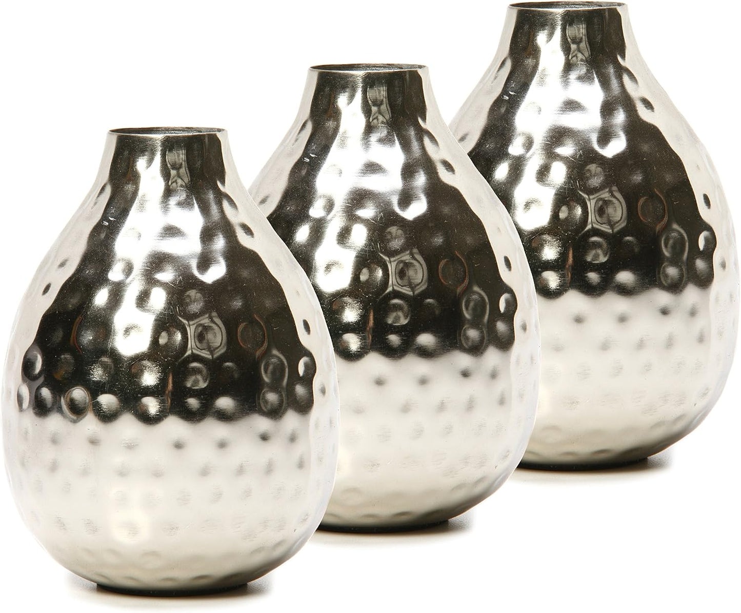 Hosley Small Cream Metal Tote Vase – Set of 4, 4.5" Long Decorative Mini Vases for Dried Floral Arrangements, Coffee Tables, Side Tables & Home Décor Accents