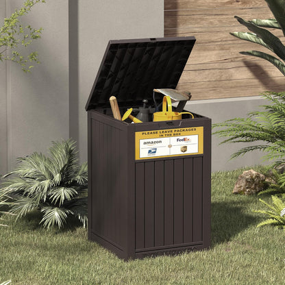 LHBGO Package Delivery Box for Outside, 48 Gallon Storage with Lockable Secure, Large Double Wall Resin Outdoor Package Delivery Waterproof Deck