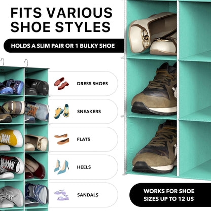Simple Houseware 24 Section Shelves Hanging Shoes Organizer Holder for Closet, Gray
