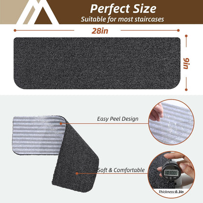 COSY HOMEER Stair Treads for Wooden Steps Non-Slip Carpet Mat,4pcs,Brown | Cut to Size,Peel and Stick,Washable,Residue Free,Self Adhesive,Stair Runner for Kid Elder Pet,28“x9”Carpet Stair Treads
