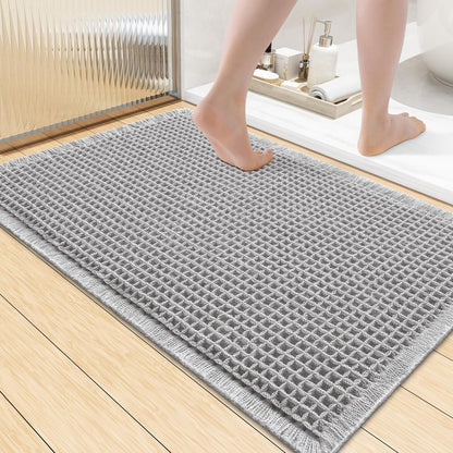 Smiry Waffle Bath Mat 30x20, Extra Soft Absorbent Bathroom Rugs, Non Slip Machine Washable Quick Dry Bath Rugs for Bathroom Floor, Tub, Shower, Home Decor Accessories, Brown