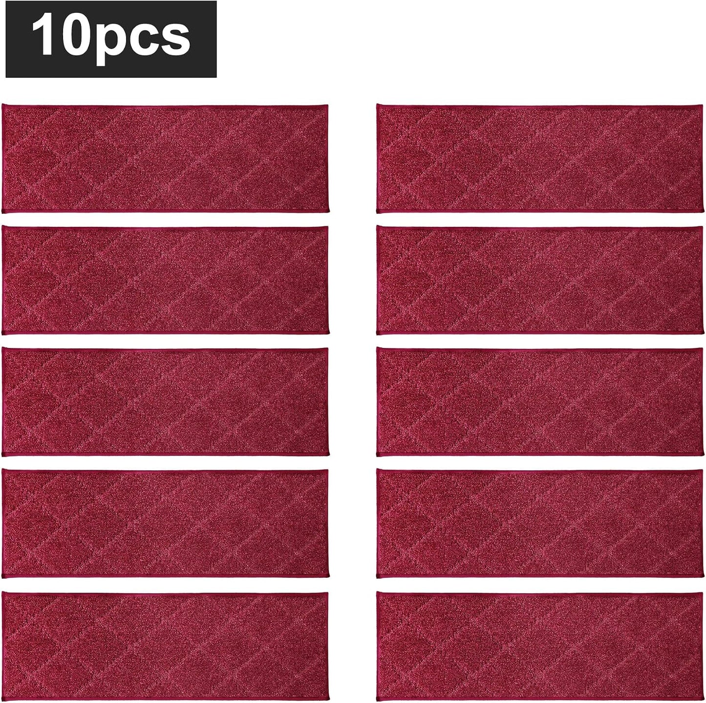 COSY HOMEER Edging Stair Treads Non-Slip Carpet Mat 28inX9in Indoor Stair Runners for Wooden Steps, Edging Stair Rugs for Kids and Dogs, 100% Polyester TPE Backing(4pc, Beige)