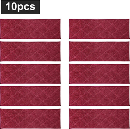 COSY HOMEER Edging Stair Treads Non-Slip Carpet Mat 28inX9in Indoor Stair Runners for Wooden Steps, Edging Stair Rugs for Kids and Dogs, 100% Polyester TPE Backing(4pc, Beige)