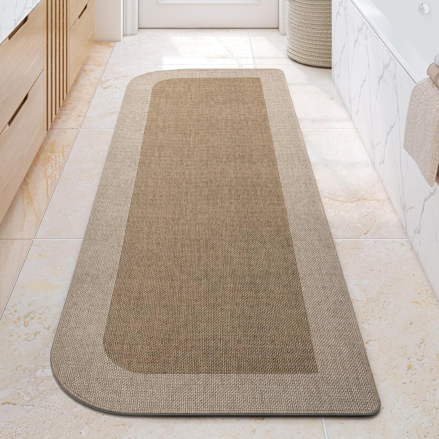 YDKGL Ultra Thin Bathroom Rugs Mat Quick Dry Absorbent Non Slip Bath Mat Bath Mats for Bathtub Mat Bathroom Carpet Fit Under Door Washable Floor Rubber Half Round Bath Rugs Grey 16x24