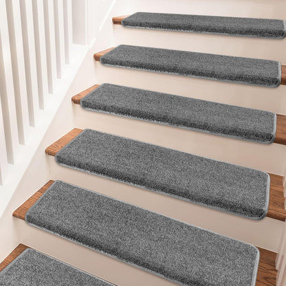 PURE ERA Carpet Stair Treads Tape Free Non Slip Indoor Stair Carpet Stair Protectors Pet-Friendly Non-Slip Skid Resistant Washable Reusable 8" x 30"(2 Pieces,Black)