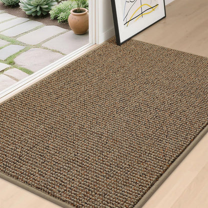 BEQHAUSE Dirt Trapper Door Mat 20" x 32", Non-Slip Washable Doormats Entrance Mat, Dirt Resistant and Absorbent Welcome Mat, Low Profile Floor Mats for Front Back Door and Entryway, Beige