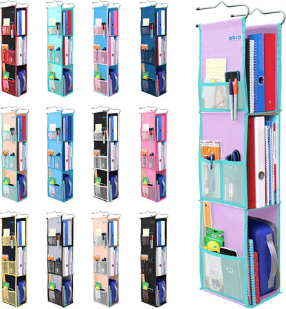 ABRA® 3 Shelf Hanging Locker Organizer for School, Gym, Work, Storage | Deep Shelves 6”x 9”| Eco-Friendly Fabric Healthy for Children | Adjustable School Locker Shelf 3 to 2 Shelves (Pink)