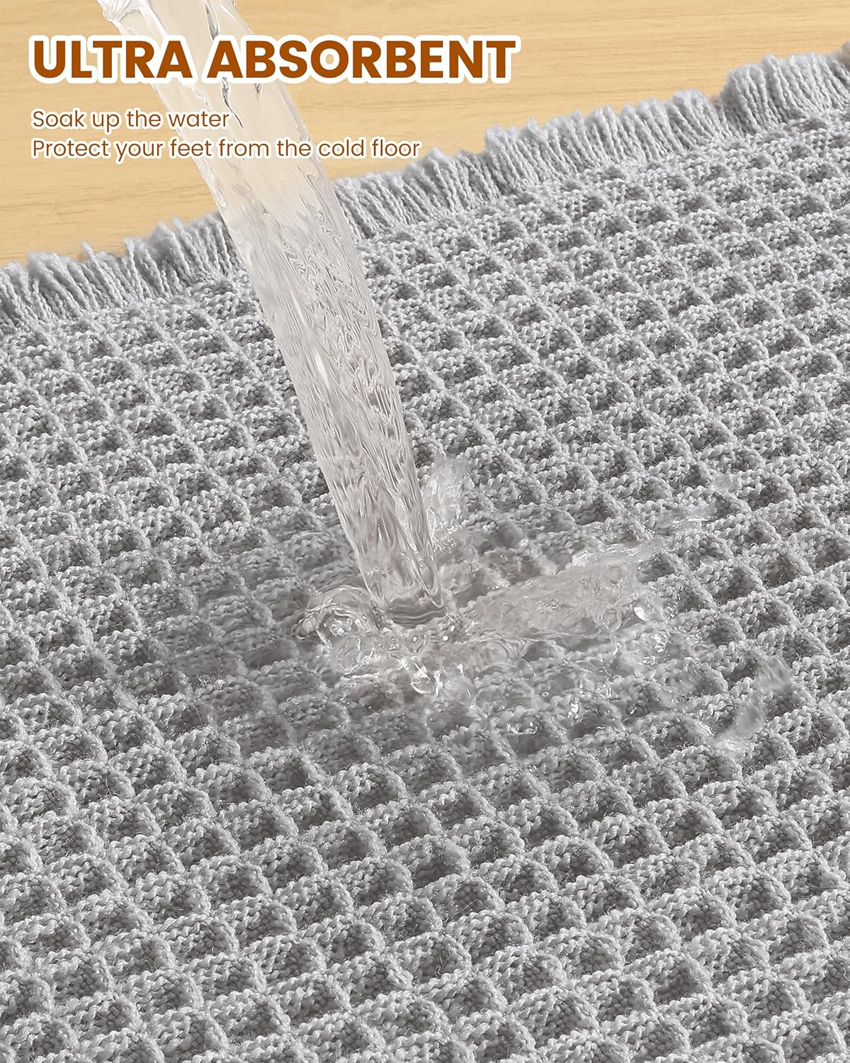 Smiry Waffle Bath Mat 30x20, Extra Soft Absorbent Bathroom Rugs, Non Slip Machine Washable Quick Dry Bath Rugs for Bathroom Floor, Tub, Shower, Home Decor Accessories, Brown