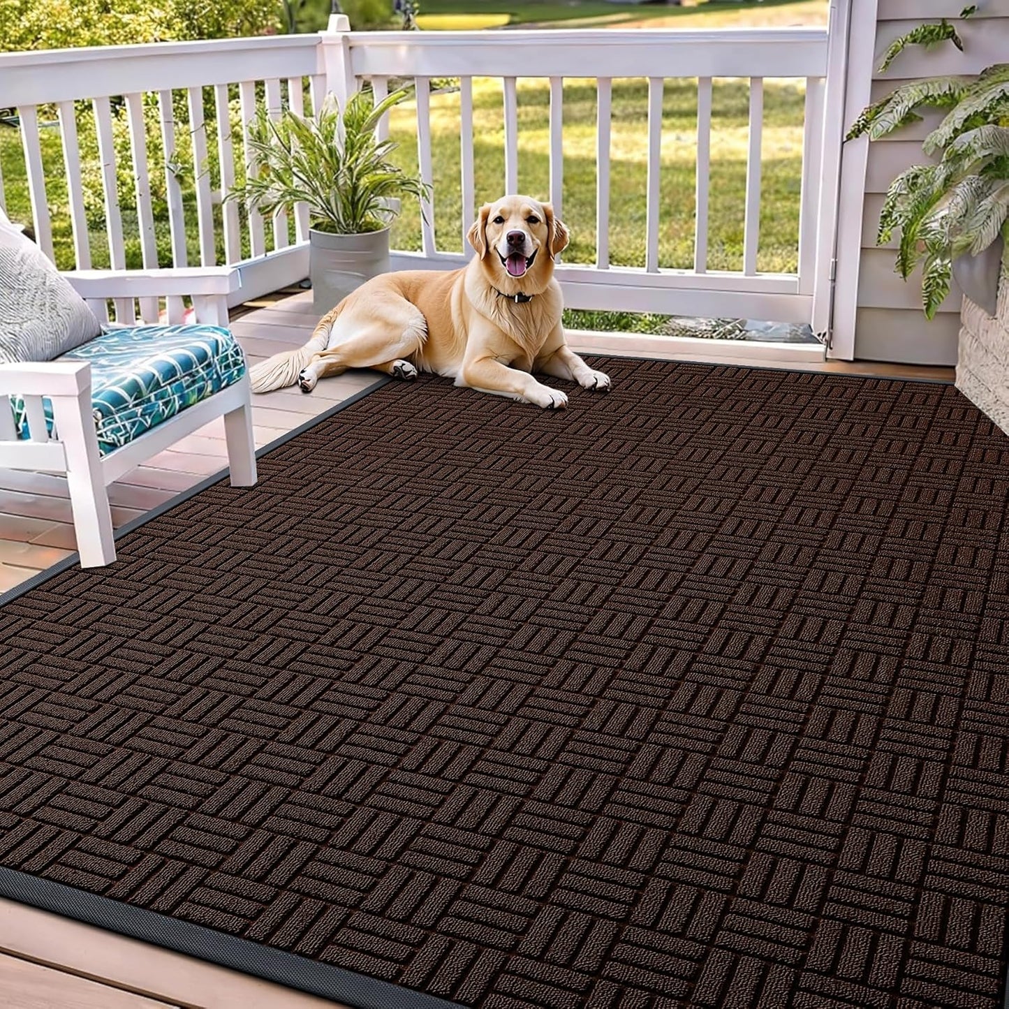 OLANLY Front Door Mat Outside Entrance 29.5x17, Absorbent, Heavy Duty Sturdy Natural Rubber Doormat Indoor Outdoor, Stain and Fade Resistant, Non-Slip Backing Low Profile Floor Mat for Entryway, Grey