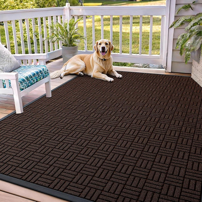 OLANLY Front Door Mat Outside Entrance 29.5x17, Absorbent, Heavy Duty Sturdy Natural Rubber Doormat Indoor Outdoor, Stain and Fade Resistant, Non-Slip Backing Low Profile Floor Mat for Entryway, Grey