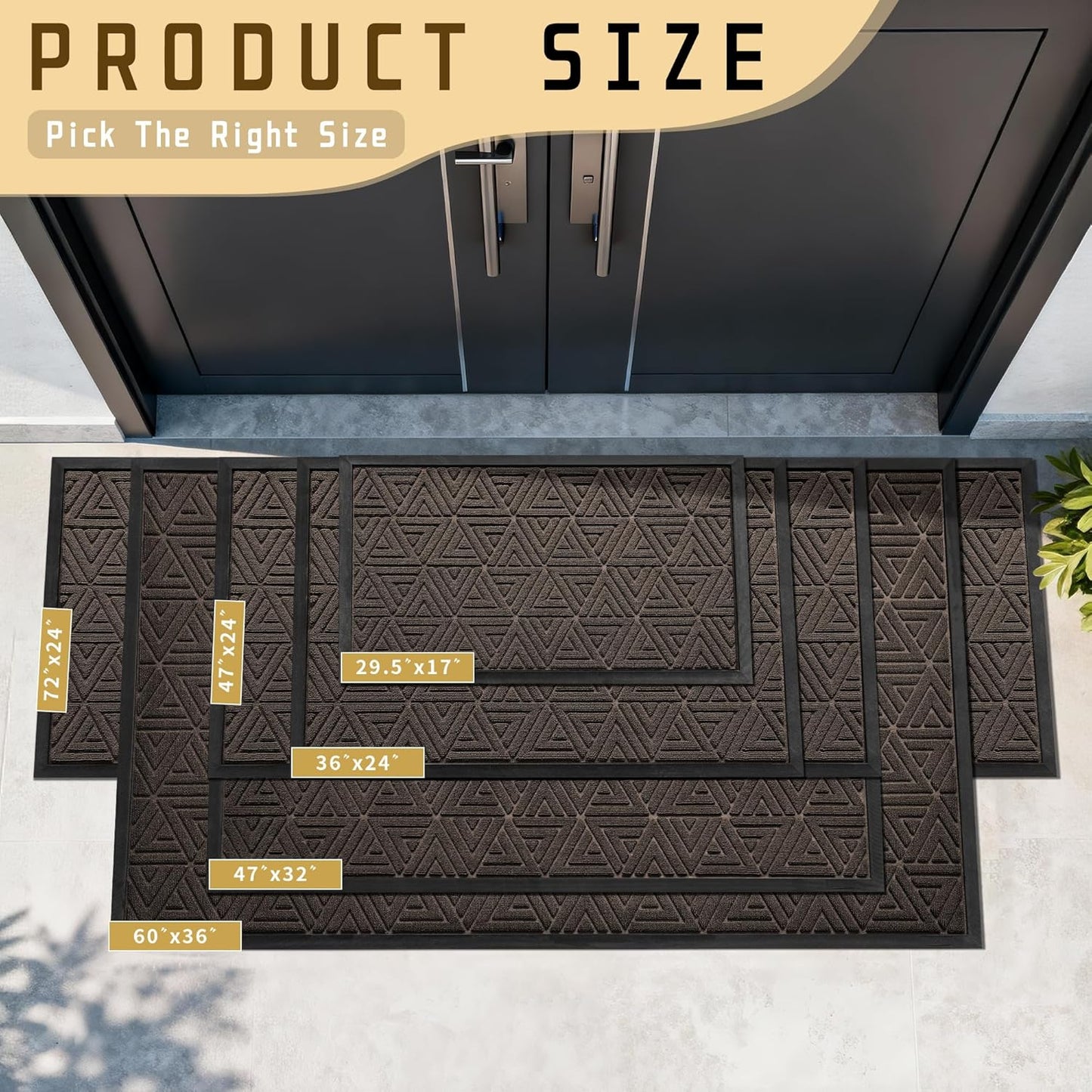 Yimobra Front Door Mat Outside Entrance 29.5x17, Waterproof Heavy Duty Outdoor Mats for Front Door, Non Slip Rubber Entry Mat for Garage Patio Indoor, Grey