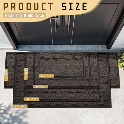 Yimobra Front Door Mat Outside Entrance 29.5x17, Waterproof Heavy Duty Outdoor Mats for Front Door, Non Slip Rubber Entry Mat for Garage Patio Indoor, Grey