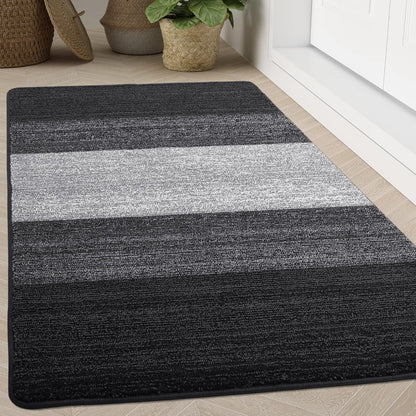 Kitinjoy Indoor Outdoor Door Mat, 32x20 Non-Slip Absorbent Dirt Trapper, Low-Profile Washable Inside Entrance Front Floor Mat, Sturdy Soft Entry Doormats for Entryway, Grey