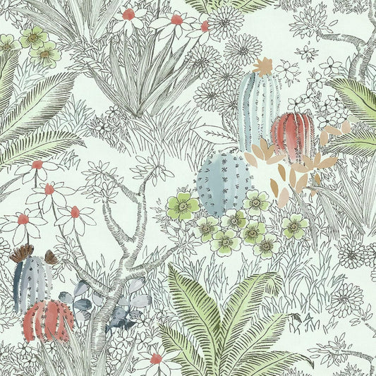 Wudnaye Boho Peel and Stick Wallpaper Catus Wallpaper 17.7" x 118.1"Vintage Floral Wallpapers Peel and Stick Botanical Removable Wall Paper Boho Self Adhesive Contact Paper for Bathroom Cabinets