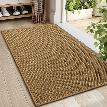 LEKEEPGO Door Mat 17"x29", Non Slip Door Mat Indoor Entrance, Rubber Backing Indoor Door mats Washable Absorbent Low-Profile Doormat Front Entryway Entry Resist Dirt Inside Door Mats, Khaki