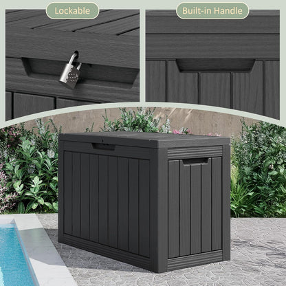 KAMABOKO 31 Gallon Outdoor Storage Box, Resin Deck Boxes Indoor and outdoor, Waterproof Storage Box Lockable Lid for Garden Tools, Package Delivery, Pool Supplies, Patio Cushions, Black